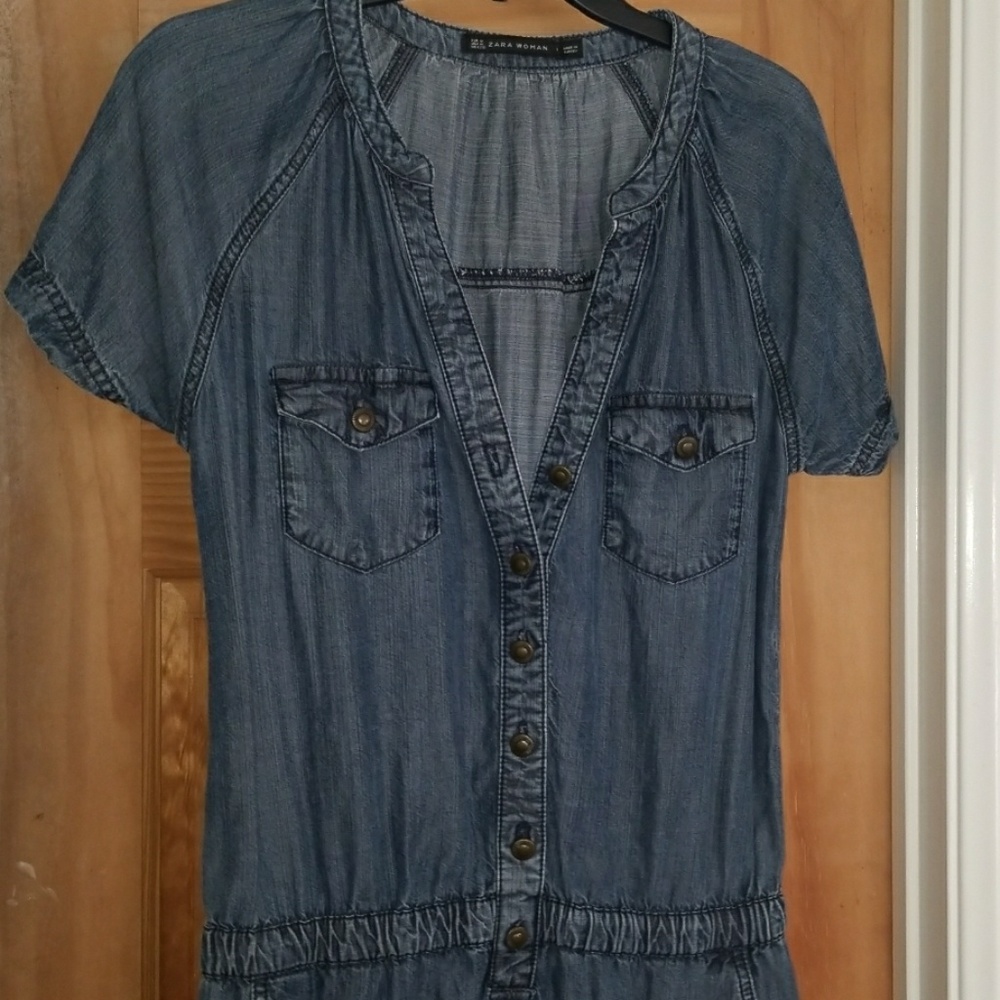 Zara woman Denim Chambray Shirtdress
